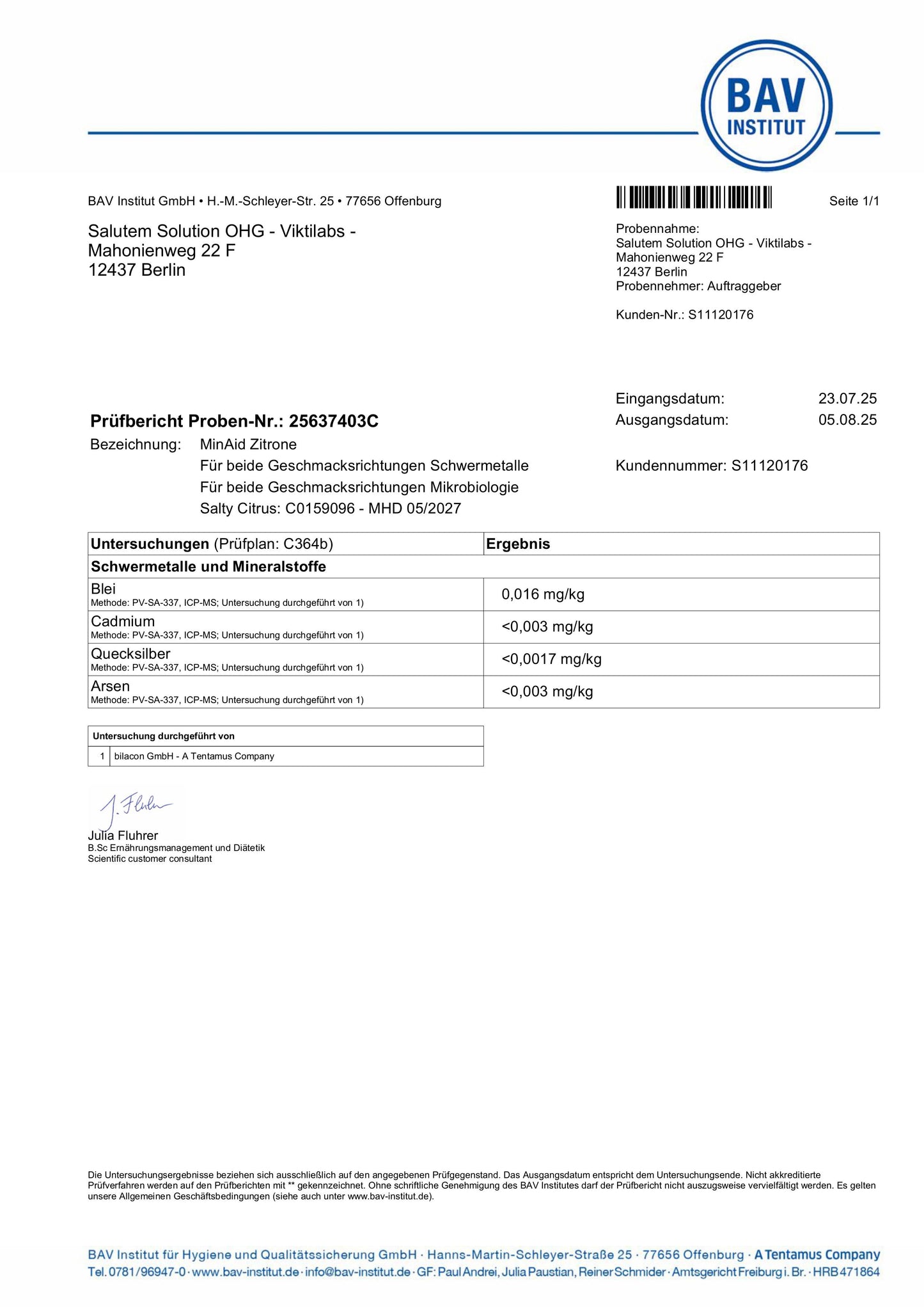 Analyse Minaid Citrus